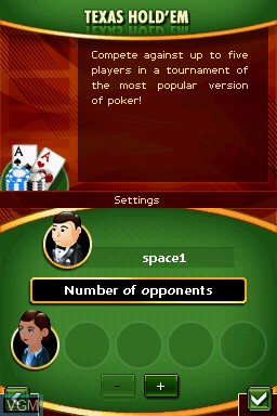 In-game screen of the game 11 Card Games on Nintendo DS