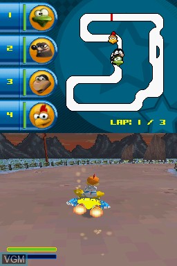 In-game screen of the game Crazy Chicken - Star Karts on Nintendo DS