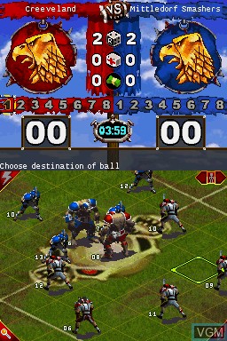 In-game screen of the game Blood Bowl on Nintendo DS