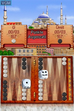 In-game screen of the game Backgammon on Nintendo DS