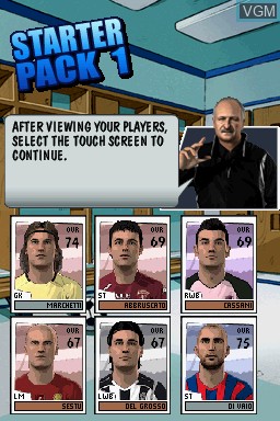 In-game screen of the game Football Academy on Nintendo DS