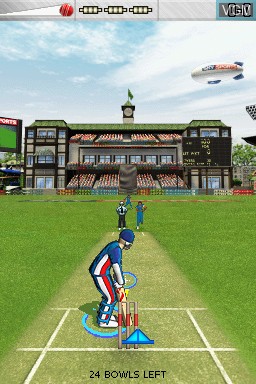 In-game screen of the game Freddie Flintoff's Power Play Cricket on Nintendo DS