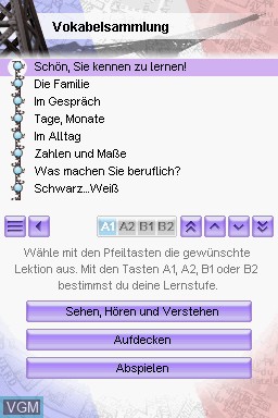 In-game screen of the game HMH Vokabeltrainer - Franzoesisch on Nintendo DS