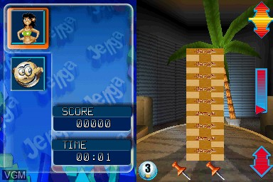 In-game screen of the game Jenga World Tour on Nintendo DS