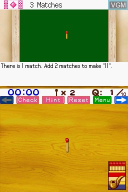In-game screen of the game Matchstick on Nintendo DS