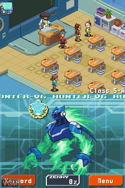 In-game screen of the game Ryuusei no RockMan 3 - Black Ace on Nintendo DS