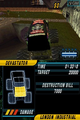 In-game screen of the game Monster Jam - Urban Assault on Nintendo DS