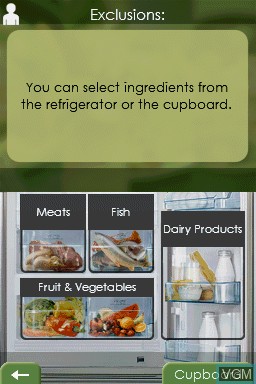 In-game screen of the game My Cooking Coach - Prepare Healthy Recipes on Nintendo DS