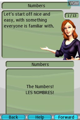 In-game screen of the game My French Coach - Level 1 - Learn to Speak French on Nintendo DS