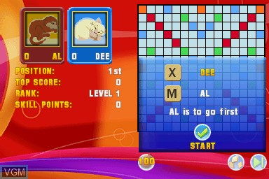 In-game screen of the game Scrabble on Nintendo DS