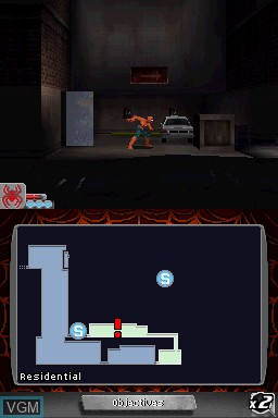 In-game screen of the game Spider-Man - Web of Shadows on Nintendo DS