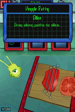 In-game screen of the game SpongeBob SquarePants Frantic Fry Cook on Nintendo DS