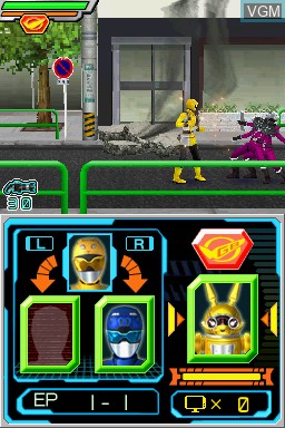 In-game screen of the game Tokumei Sentai Go-Busters on Nintendo DS