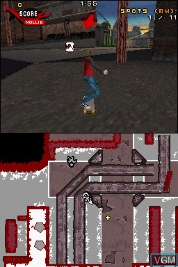 In-game screen of the game Tony Hawk's Proving Ground on Nintendo DS