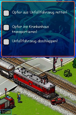 In-game screen of the game Willi Wills Wissen - Notruf - Retter im Einsatz on Nintendo DS