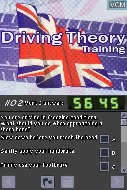 In-game screen of the game Driving Theory Training 2009/2010 Edition on Nintendo DS