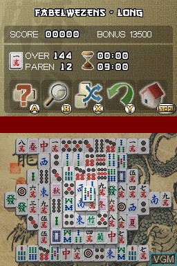 In-game screen of the game Eindeloos Mahjong on Nintendo DS