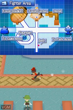 In-game screen of the game Fossil Fighters on Nintendo DS
