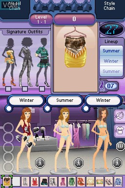 In-game screen of the game Jojo's Fashion Show - Design in a Dash! on Nintendo DS