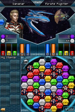 In-game screen of the game Puzzle Quest - Galactrix on Nintendo DS