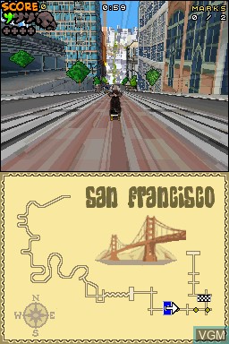 In-game screen of the game Tony Hawk's Downhill Jam on Nintendo DS