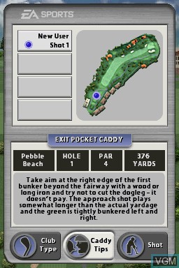 In-game screen of the game Tiger Woods PGA Tour on Nintendo DS
