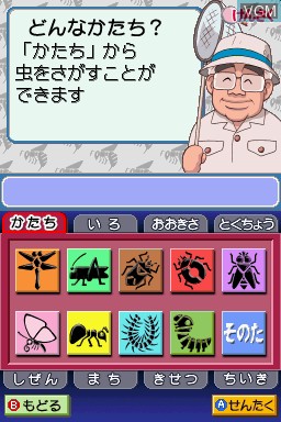 In-game screen of the game Quiz & Touch Kensaku - Mushi Zokan DS on Nintendo DS