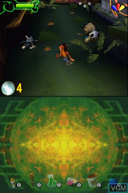 In-game screen of the game Crash of the Titans on Nintendo DS