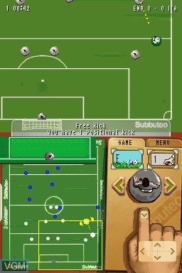 In-game screen of the game Subbuteo on Nintendo DS