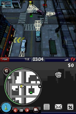 In-game screen of the game Grand Theft Auto - Chinatown Wars on Nintendo DS