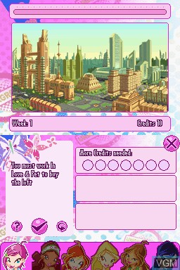 In-game screen of the game Winx Club - Believix in You! on Nintendo DS