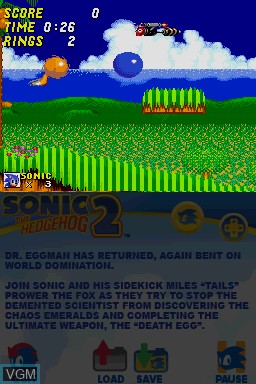In-game screen of the game Sonic Classic Collection on Nintendo DS