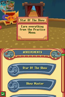 In-game screen of the game Ringling Bros. and Barnum & Bailey - It's My Circus - Elephant Friend on Nintendo DS