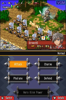 In-game screen of the game Hero's Saga Laevatein Tactics on Nintendo DS