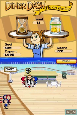 In-game screen of the game Diner Dash - Flo on the Go on Nintendo DS