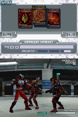 In-game screen of the game Kamen Rider Dragon Knight on Nintendo DS