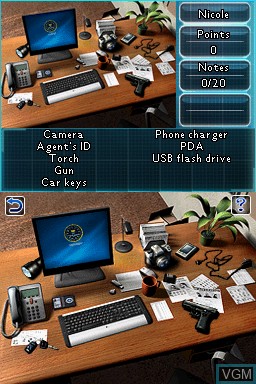 In-game screen of the game Crime Lab - Body of Evidence on Nintendo DS