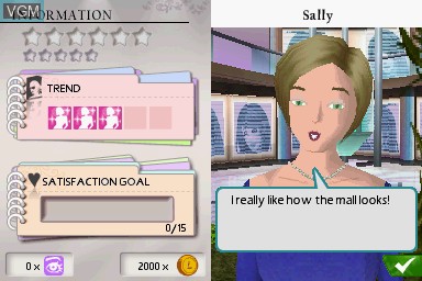 In-game screen of the game Imagine Fashion Stylist on Nintendo DS