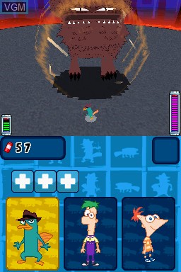 In-game screen of the game Phineas and Ferb - Across the 2nd Dimension on Nintendo DS