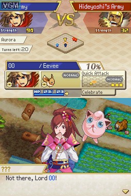 In-game screen of the game Pokemon Conquest on Nintendo DS