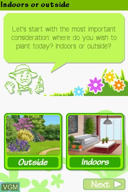 In-game screen of the game Gardening Guide on Nintendo DS