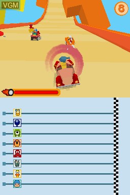 In-game screen of the game Pocoyo Racing on Nintendo DS