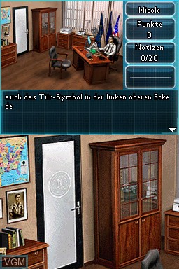 In-game screen of the game Art of Murder - FBI Top Secret on Nintendo DS