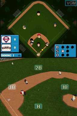 In-game screen of the game Backyard Baseball '10 on Nintendo DS