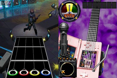 In-game screen of the game Guitar Hero - On Tour Decades on Nintendo DS