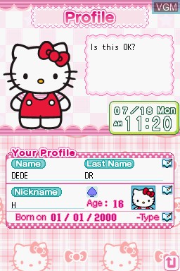 In-game screen of the game Hello Kitty Daily on Nintendo DS