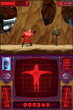 In-game screen of the game Incredibles, The - Rise of the Underminer on Nintendo DS
