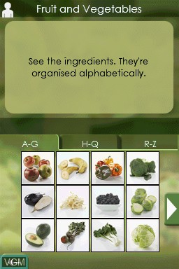 In-game screen of the game My Cooking Coach - Prepare Healthy Recipes on Nintendo DS