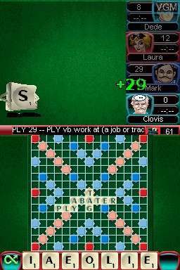 In-game screen of the game Scrabble 2009 Edition on Nintendo DS