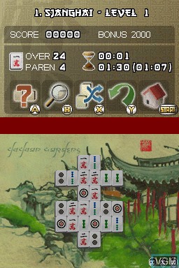 In-game screen of the game Eindeloos Mahjong on Nintendo DS